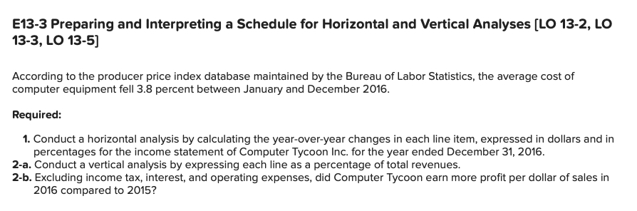 E13-3 Preparing and Interpreting a Schedule for Horizontal and Vertical Analyses
