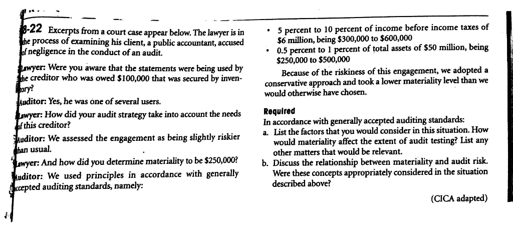 Auditing Question(may be from US textbook, but we need to apply standards