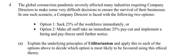  write the answer by the keyboard 4 The global coronavirus pandemic