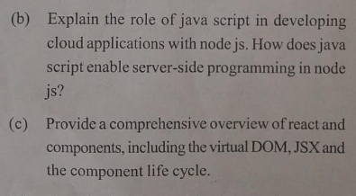  (b) Explain the role of java script in developing cloud applications