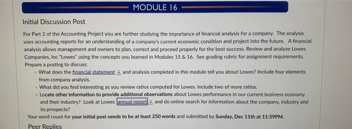  help me please Initial Discussion Post For Part 2 of the