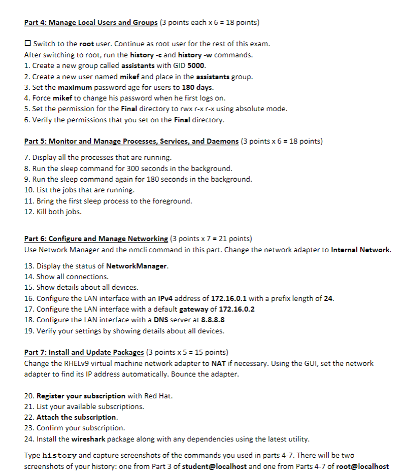  Part 4: Manage Local Users and Groups (3 points each x6=18