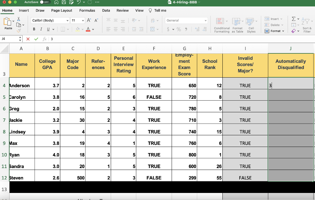 the column to determine if (TRUE or FALSE) the applicant should be