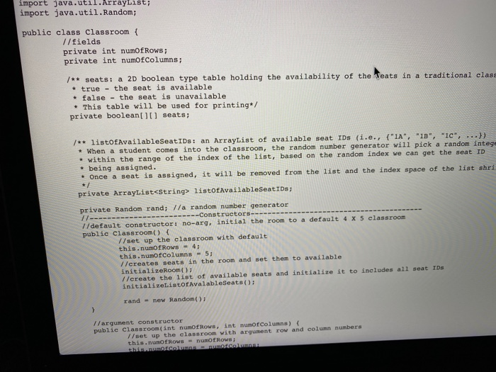 the usage of ArrayList keep track of available seats using an ArrayList
