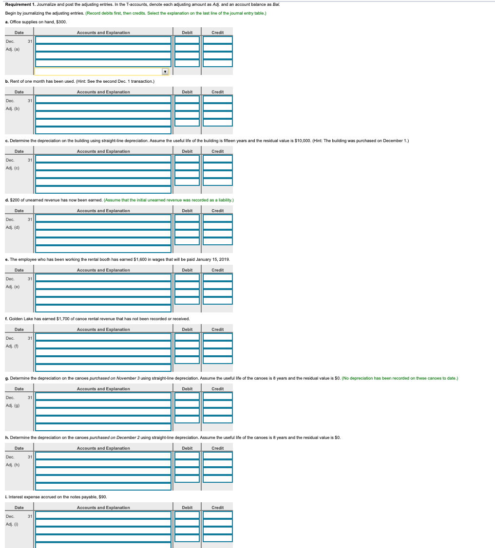 PLEASE do Requirement 2. Prepare an adjusted trial balance as of December