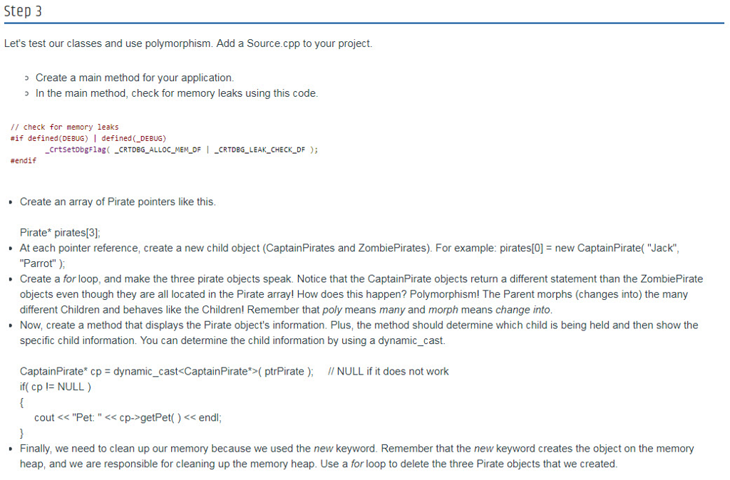to create an abstract Pirate class. Then, we are going to create