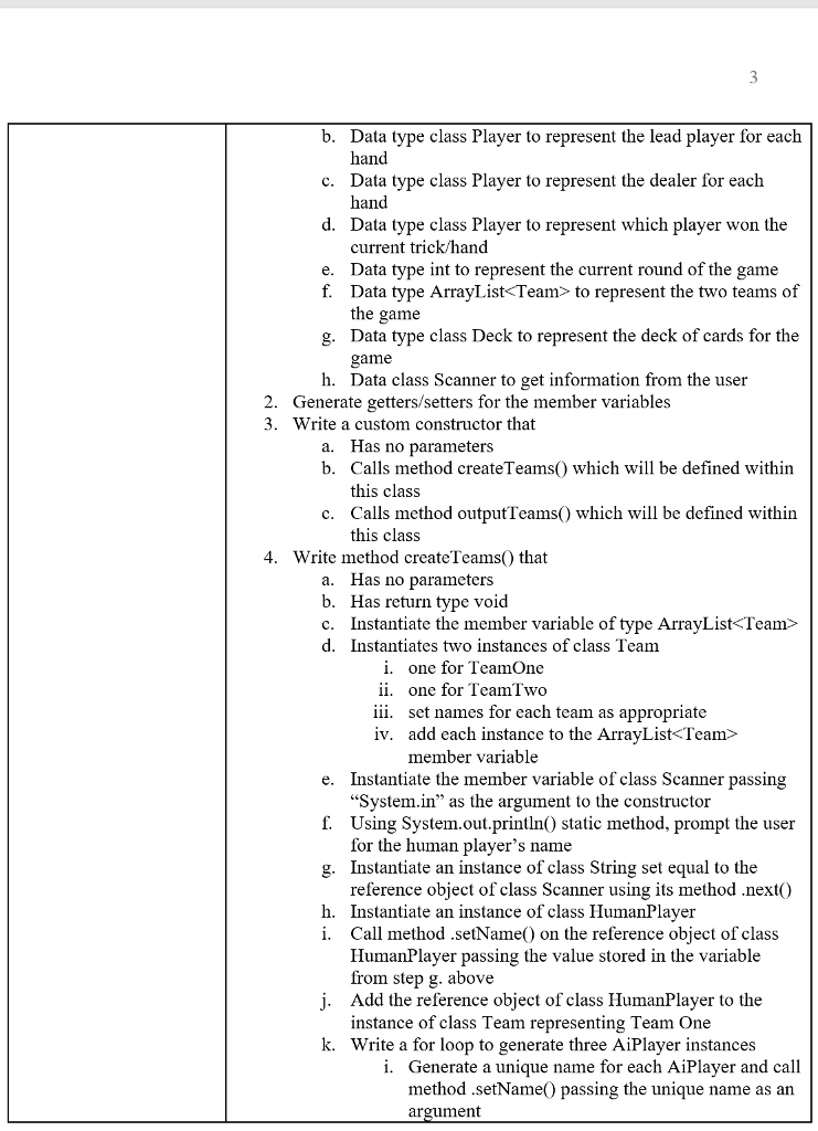 compile correctly. It's a card game called spades. Below are the parameters