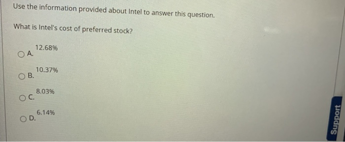 5.23% . 6.25% OD. INTEL The following is information for Intel. Intel