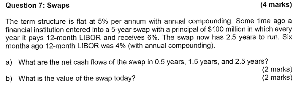  The term structure is flat at 5% per annum with annual