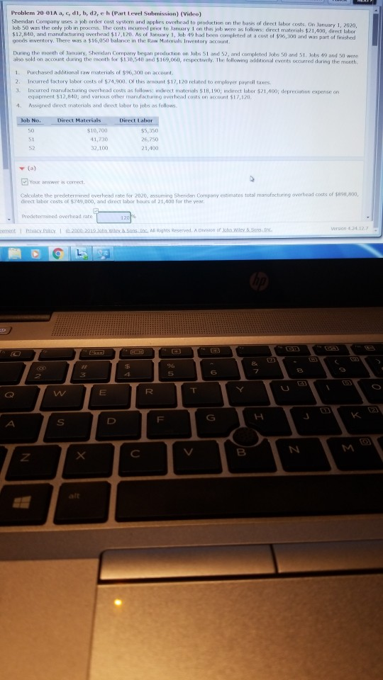 Please answer (b) & (d2) Problem 20-01A a, ,d1, t, d2, e