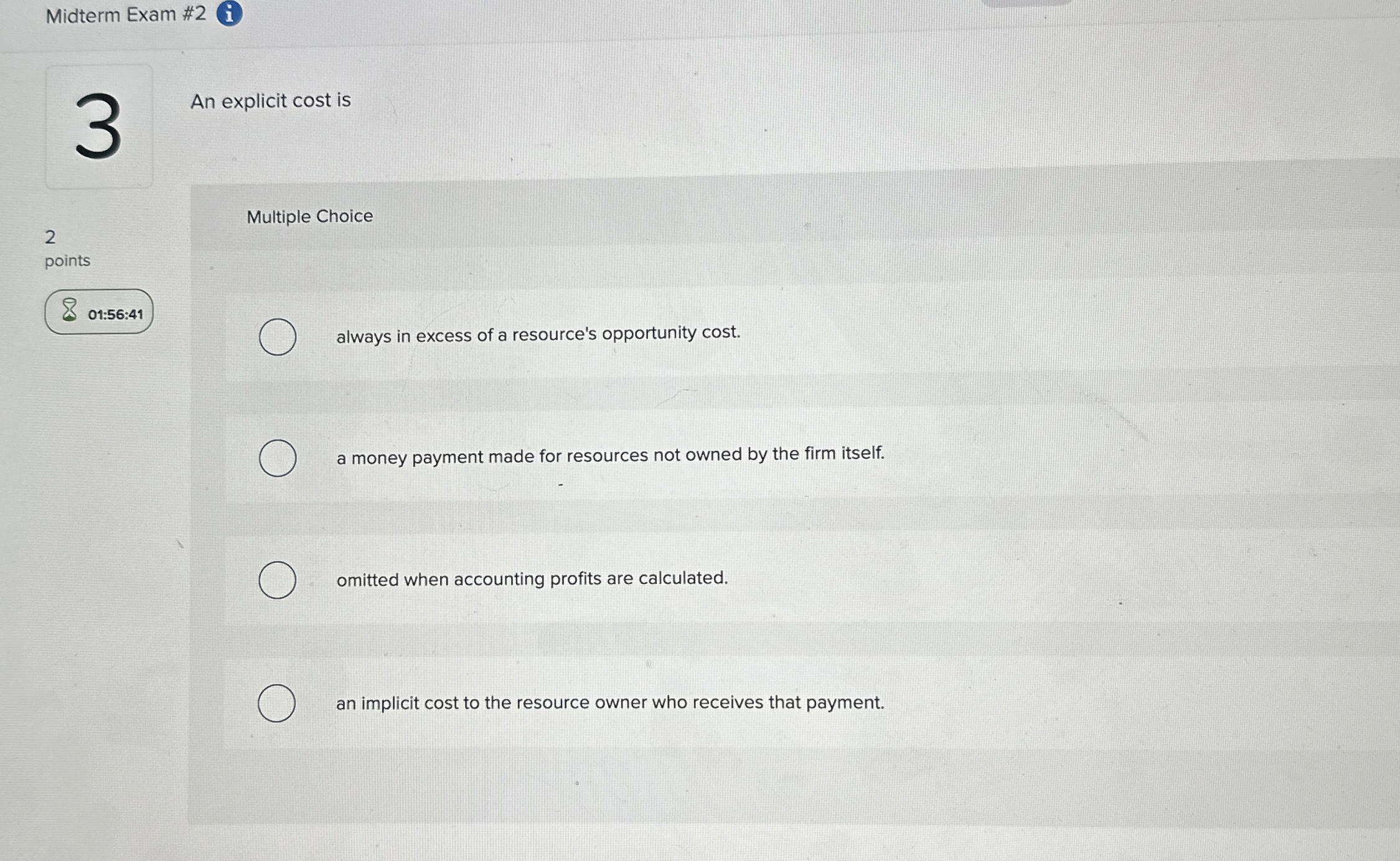  Midterm Exam #2 i An explicit cost is 3 2 points