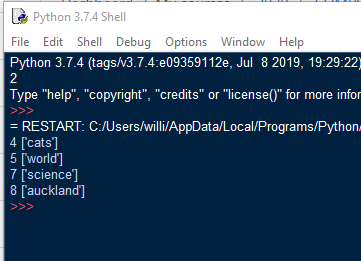 is overwriting the values when the length of the word is the