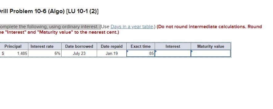 How do you figure out the exact time? Prill Problem 10-6 (Algo)