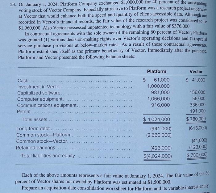 PLEASE USE EXCEL AND SHOW YOUR WORK :) 23. On January 1,