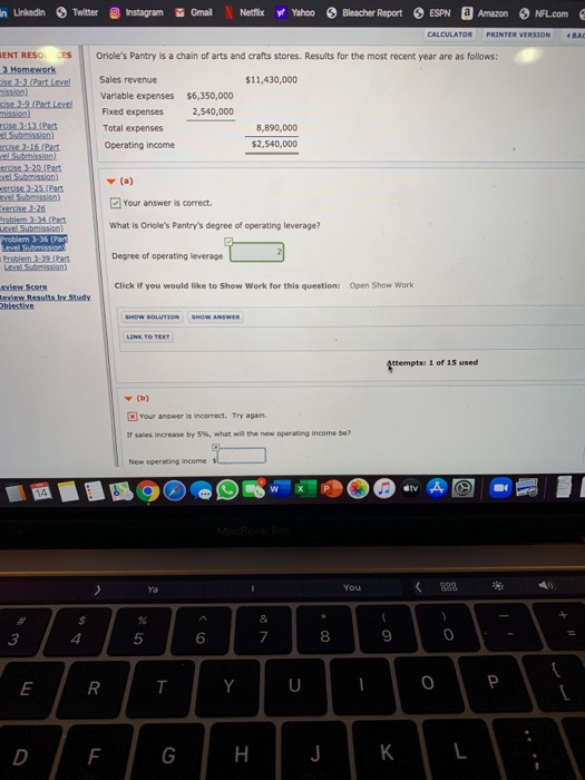 DURCES work art Leve! Problem 3-36 (Part Level Submission) Oriole's Pantry is