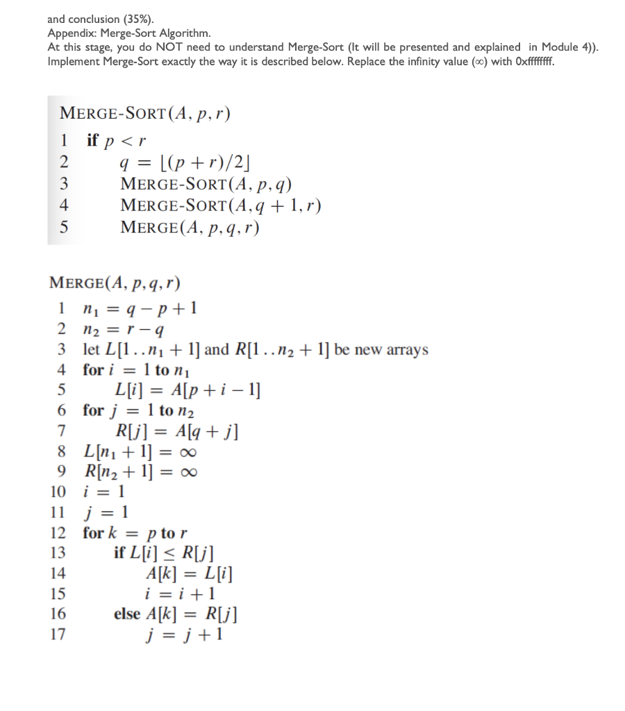 and "real time" What you need to do: 1. Implement the Merge-Sort