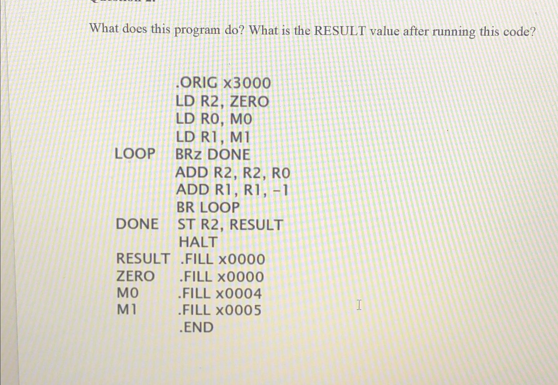  What does this program do? What is the RESULT value after