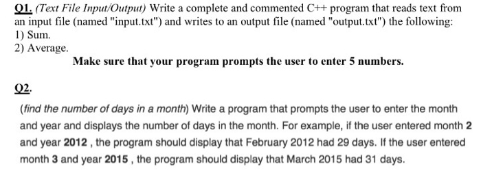  Answer both questions please. Thank you 01 (Text File Input Output)