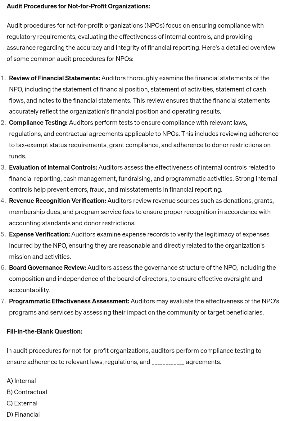  Audit Procedures for Not-for-Profit Organizations: Audit procedures for not-for-profit organizations (NPOs)