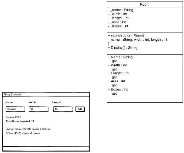 Write a C# GUI application that calculates how much tile is needed