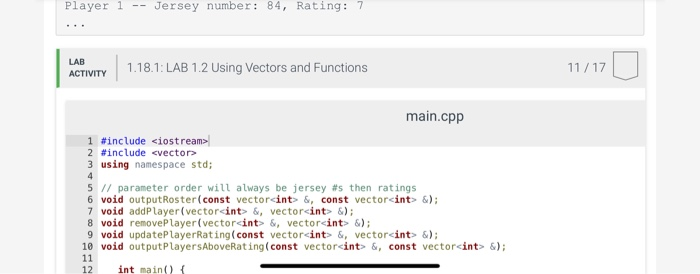 and the player's rating (1-9). Store the jersey numbers in one int