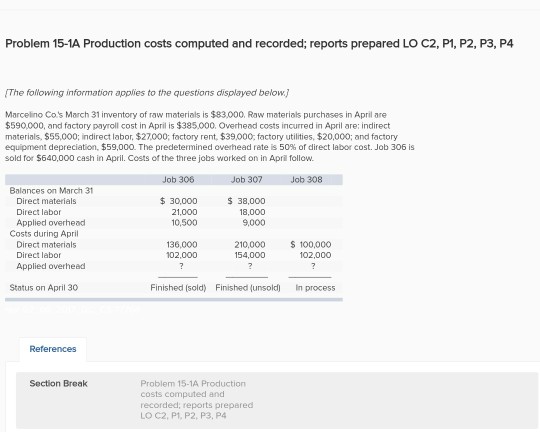  Problem 15-1A Production costs computed and recorded; reports prepared LO C2,