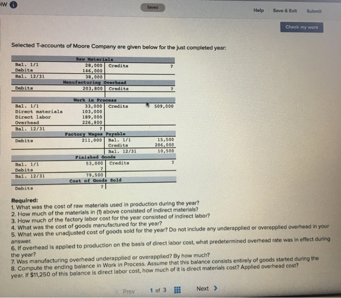 Saved Help Save & Exit Submit Check my work Selected T-accounts