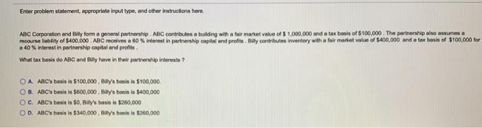  Enter problem statement, appropriate input type, and other instruction here ABC