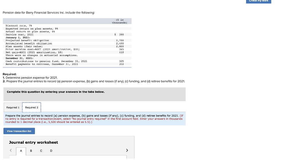 I only need Req 2 Check my work Pension data for Barry