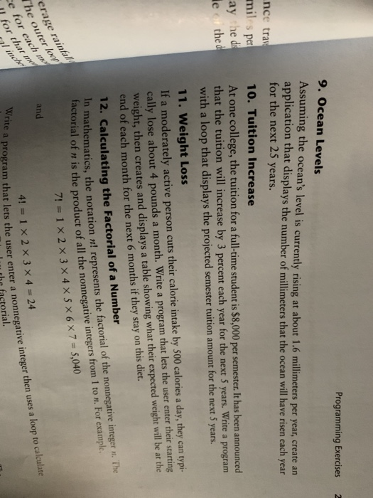  write code in python and the pseudocode 9. Ocean Levels Programming