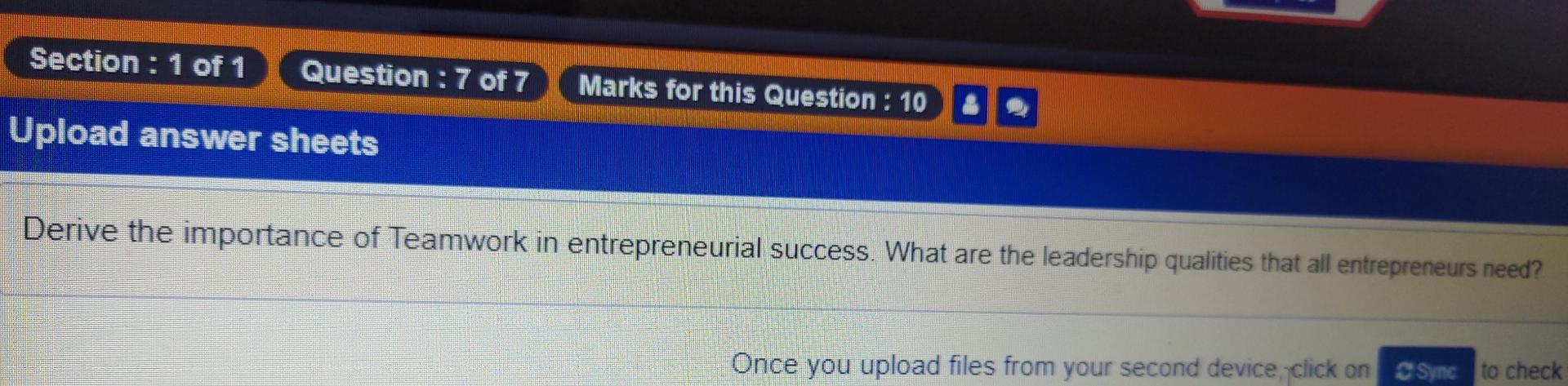 10 marks question Section : 1 of 1 Question : 7