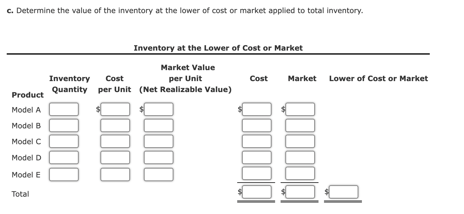 Exhibit 10. a. Determine the value of the inventory at the lower