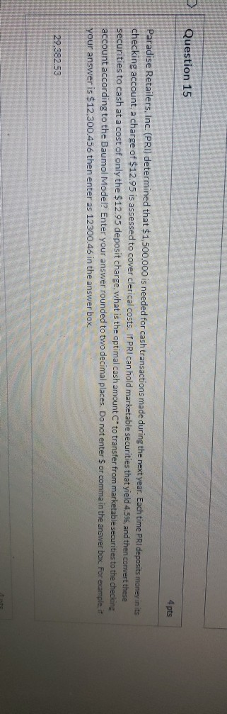 financial managers are adjusting their optimal cash amount from the Baumol Model