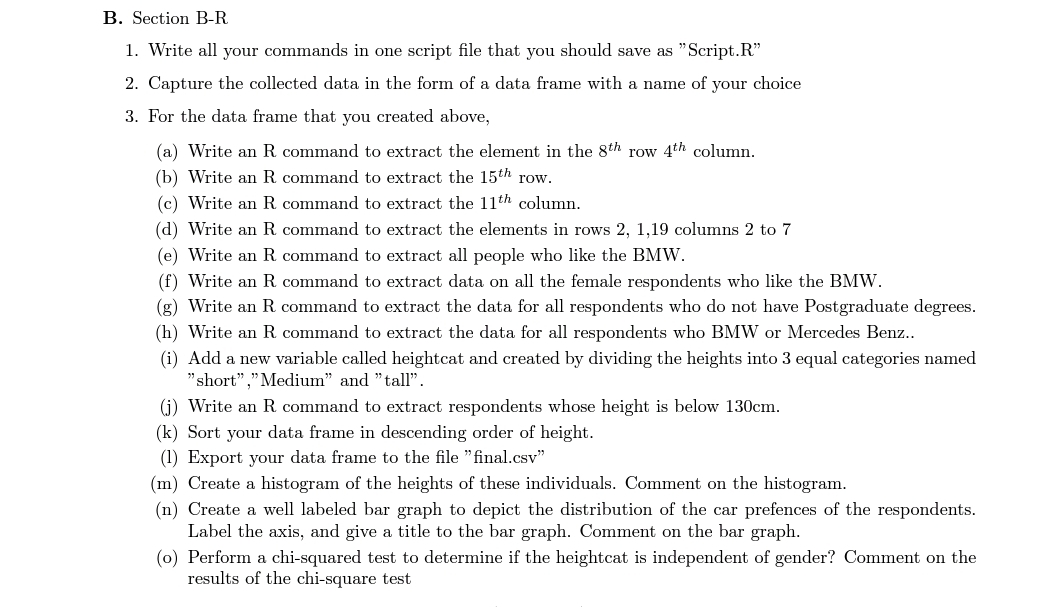  B. Section B-R Write all your commands in one script file