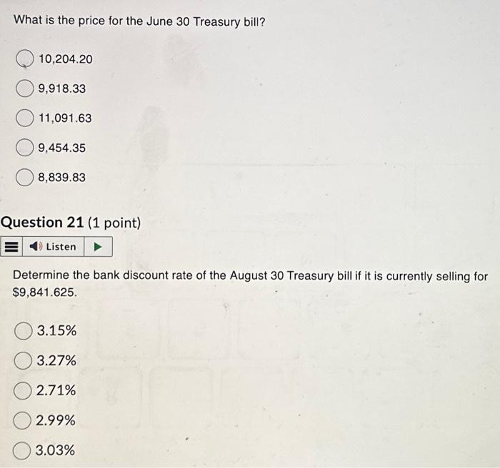 the following table. A face value of $10,000 is assumed for the