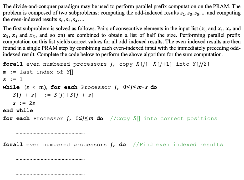 Can you help me with this question please? The divide-and-conquer paradigm