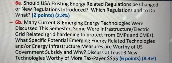 can you please answer 6a (please mention which regulations and to do