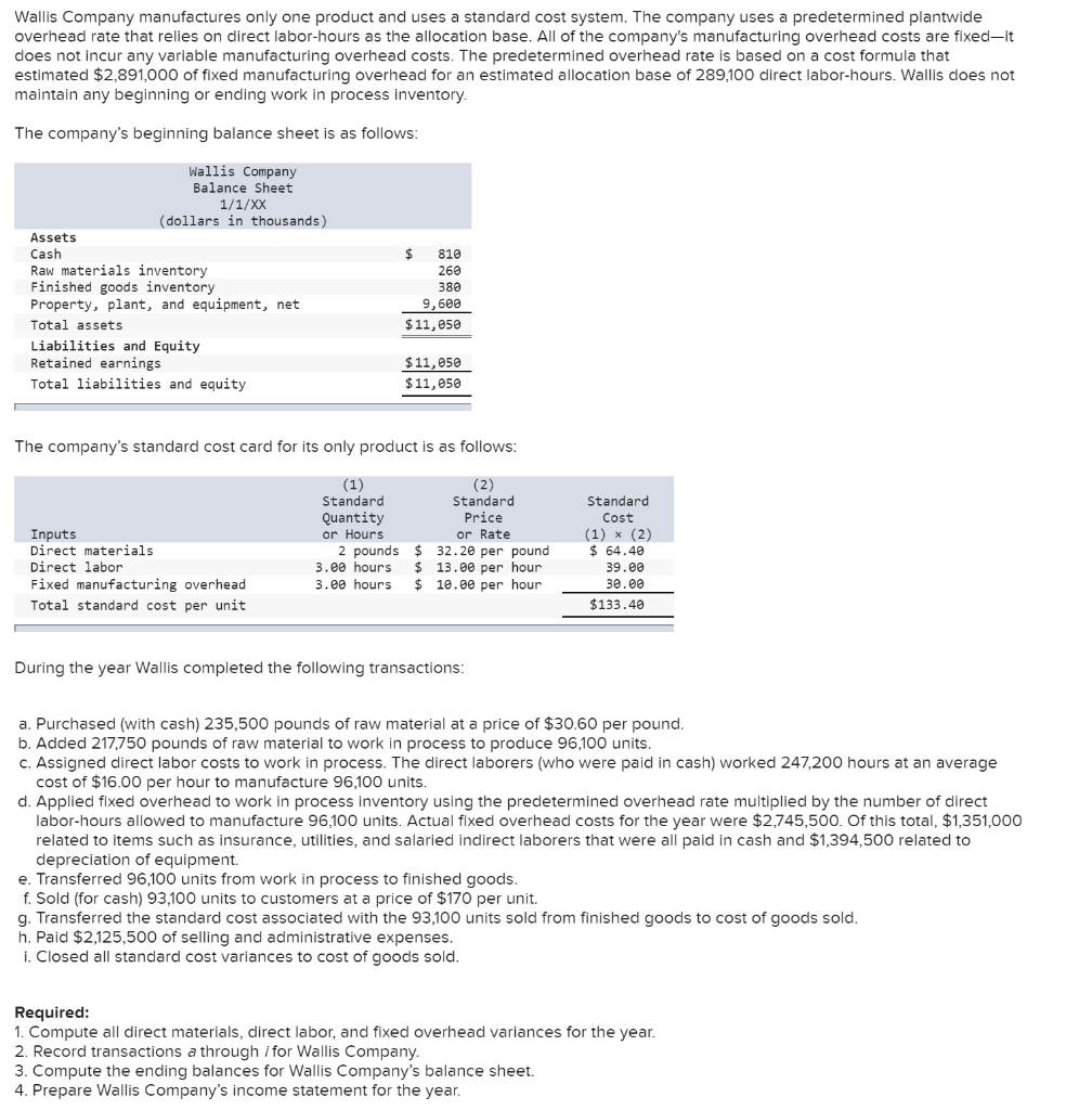 Chapter 10 Question Requirement 1 Requirement 2 & 3 Requirement 4 Wallis