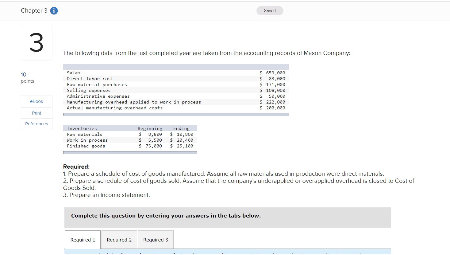  Chapter 3 i Saved 3 The following data from the just