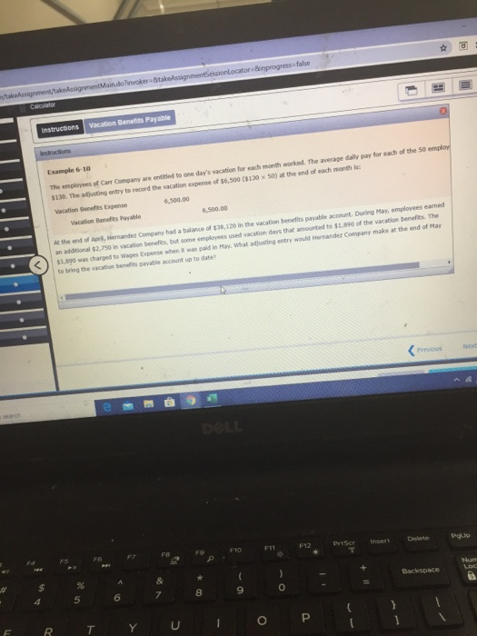  1 /kalasignment/ansignment Main.dolinvokertakelssignmentesconocatorkinprogress=false Calculator Vacation Benefits Payable Instructions Example 6-10 The