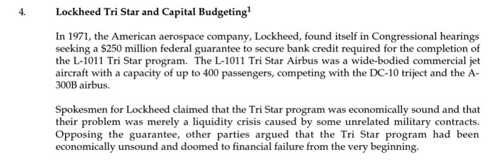  Finance case study Question A B C D 4. Lockheed Tri
