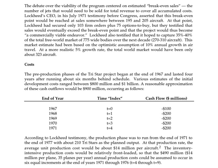Star and Capital Budgeting In 1971, the American aerospace company, Lockheed, found