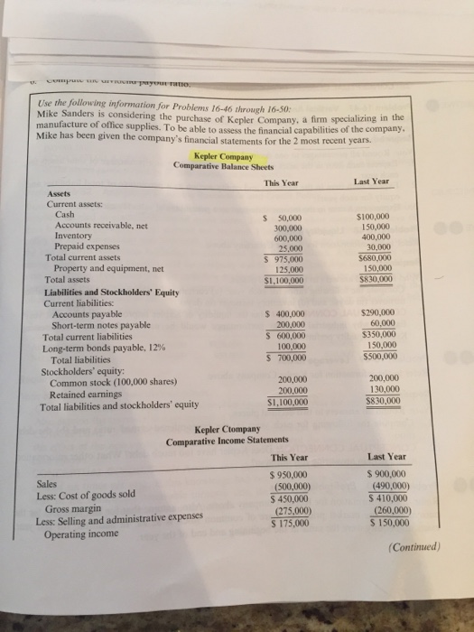  Need answer to problem 16-46 , Horizontal Analysis problem. Under required