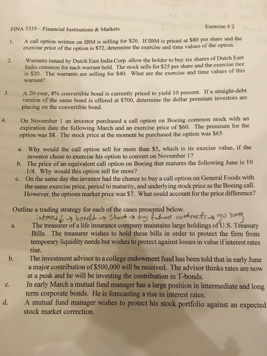  Please do #4 without using excel A call option written on