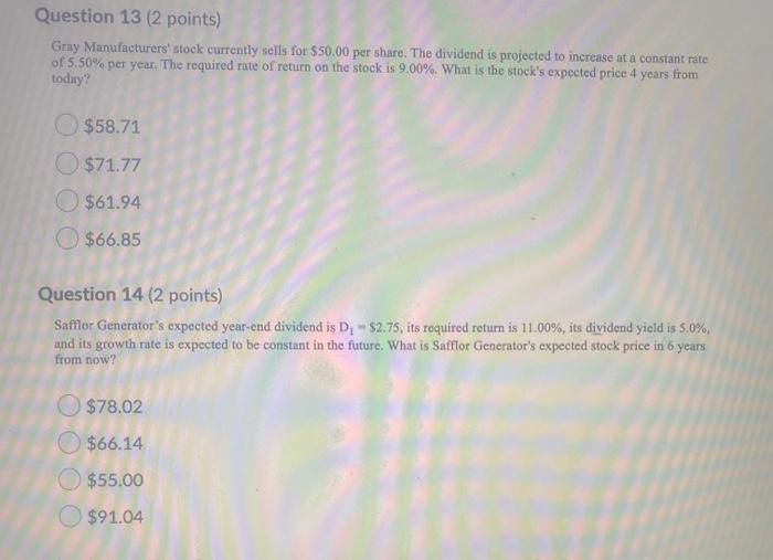 is Di = $2.75, its required return is 11.00%, its dividend yield