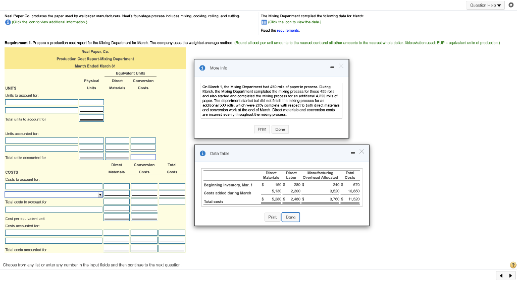 Please Answer Question Help 0 NAAL Paper Co. produses the paper sad