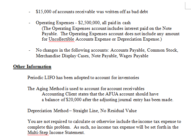 them Comprehensive Problem - Accounting Cycle Requirements #1-11) The following information has