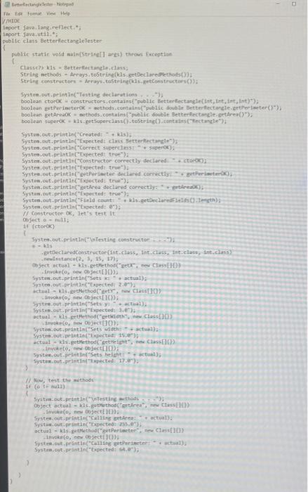 rectangle. Provide a subclass BetterRectangle of the Rectangle class that has getPerimeter
