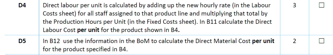  D4 3 Direct labour per unit is calculated by adding up