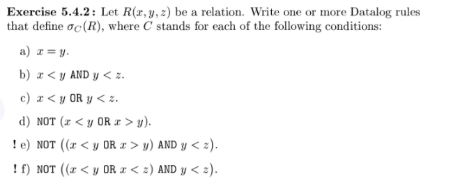 Only need part d & f Exercise 5.4.2: Let R(x, y, 2)